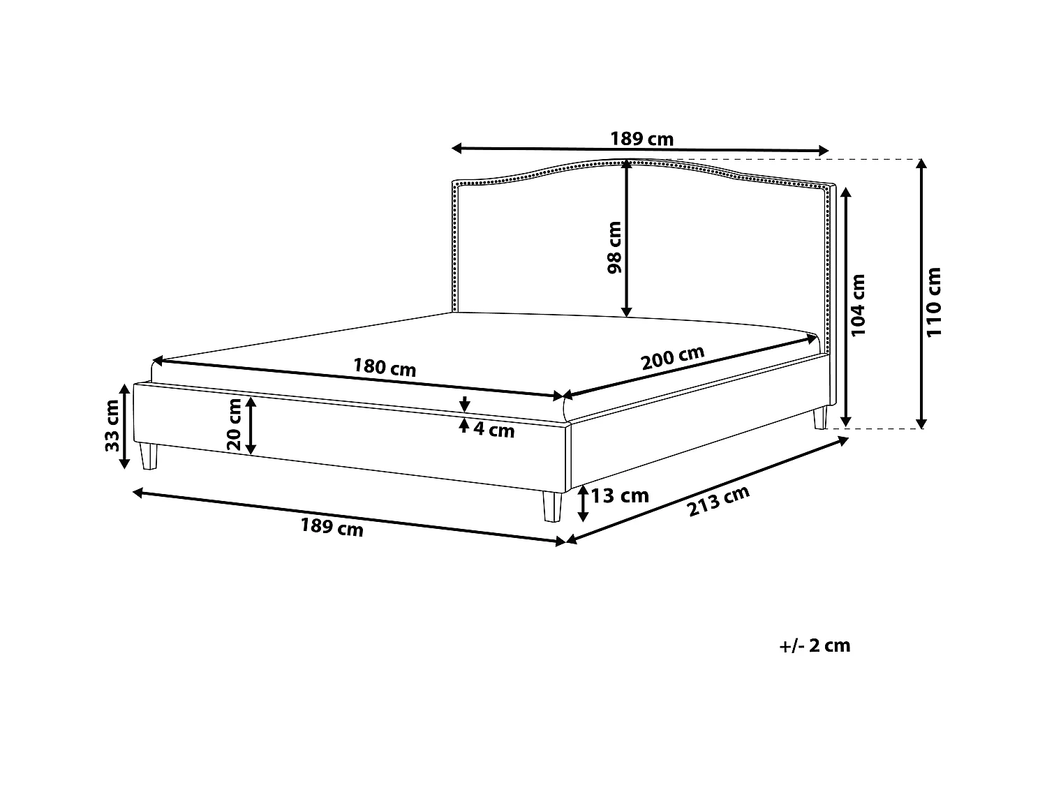 Lit avec sommier Tissu MONTPELLIER 180 x 200 cm Beige