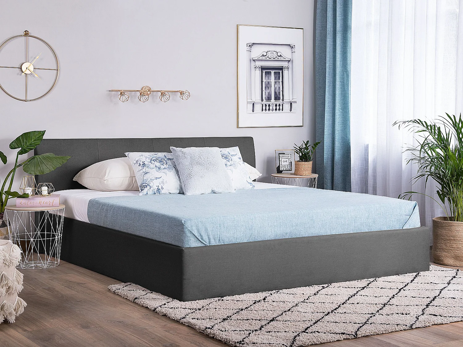 Bed met opbergruimte Stof ORBEY 180 x 200 cm Grijs