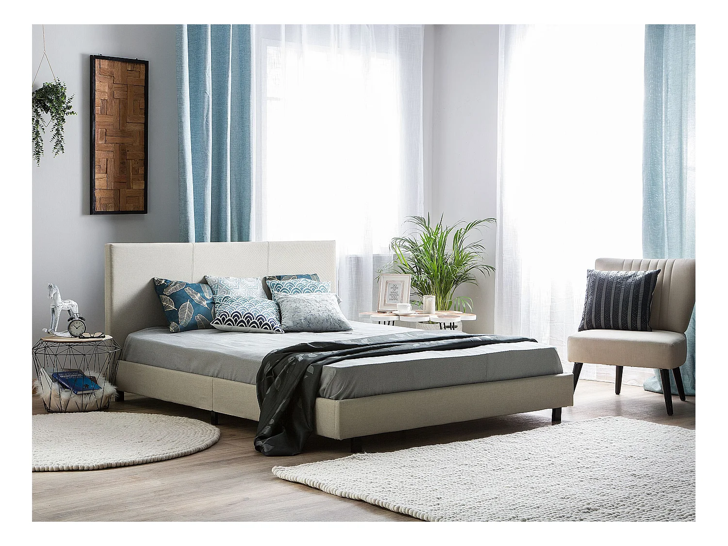 Lit avec sommier Tissu ALBI 180 x 200 cm Beige