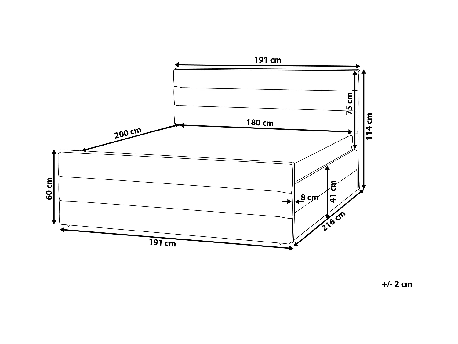 Bed Stof VALBONNE 180 x 200 cm Donkergrijs