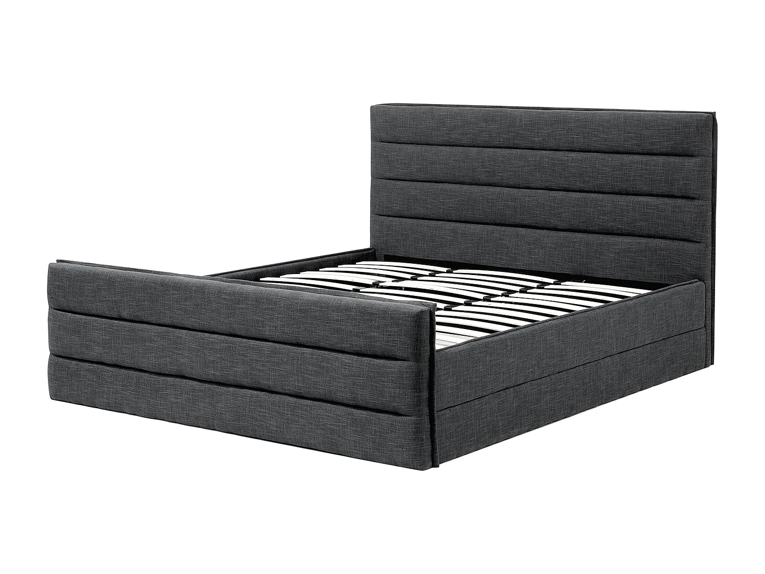 Lit avec sommier Tissu VALBONNE 180 x 200 cm Gris foncé