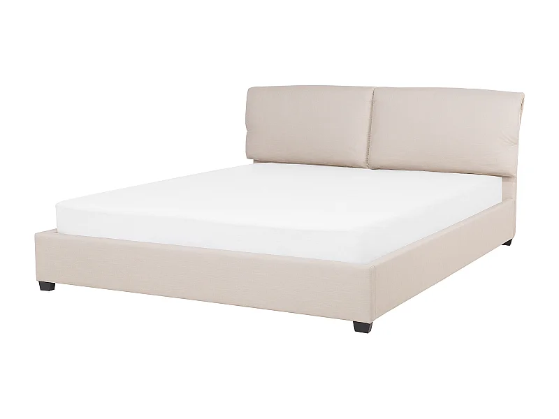 Lit avec sommier Tissu BELFORT 180 x 200 cm Beige clair