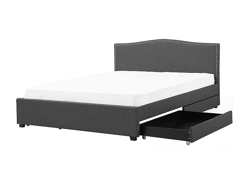 Letto con cassetti contenitori Tessuto MONTPELLIER 160 x 200 cm Grigio scuro