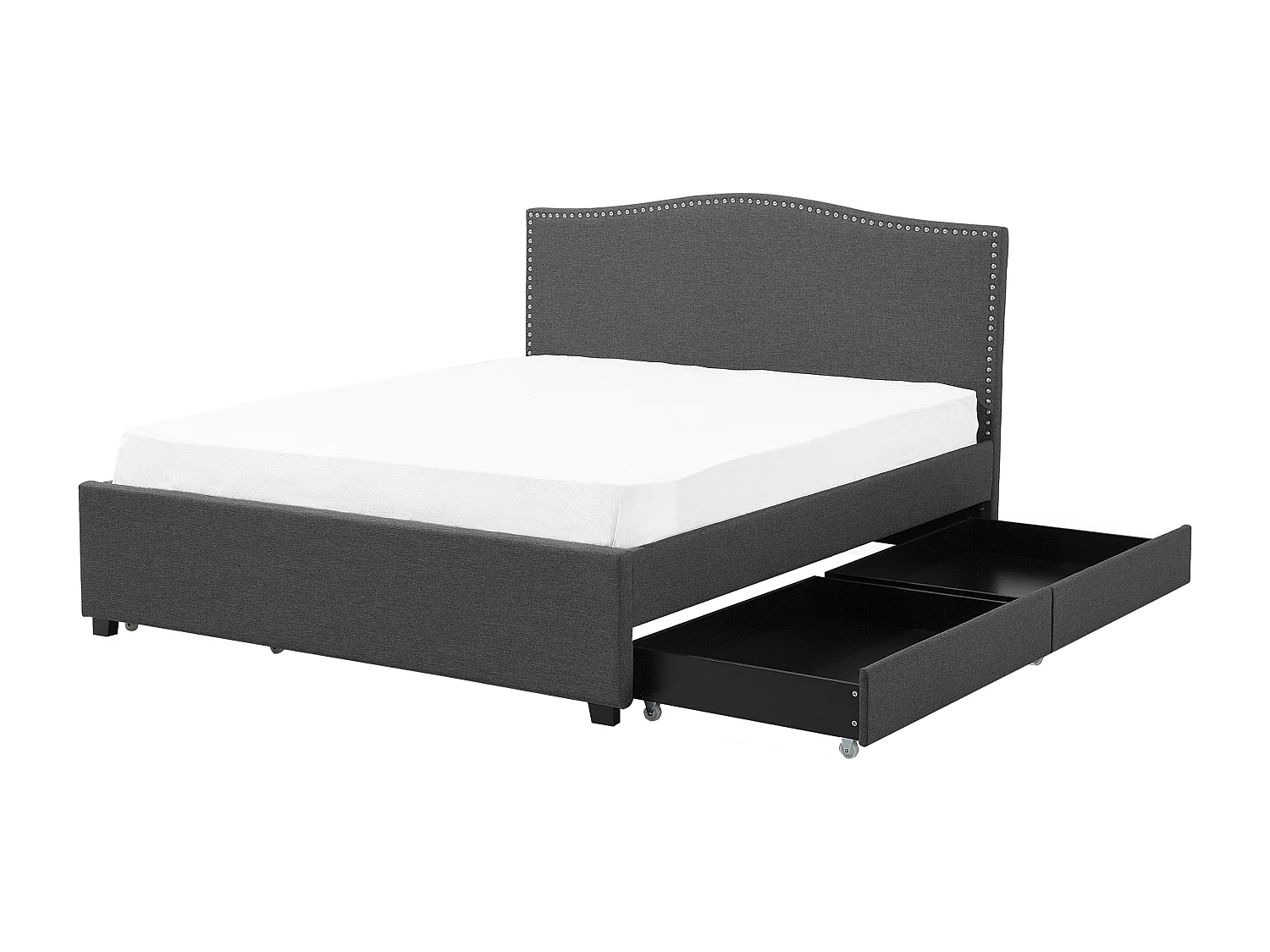 Lit avec tiroirs de rangement Tissu MONTPELLIER 160 x 200 cm Gris foncé