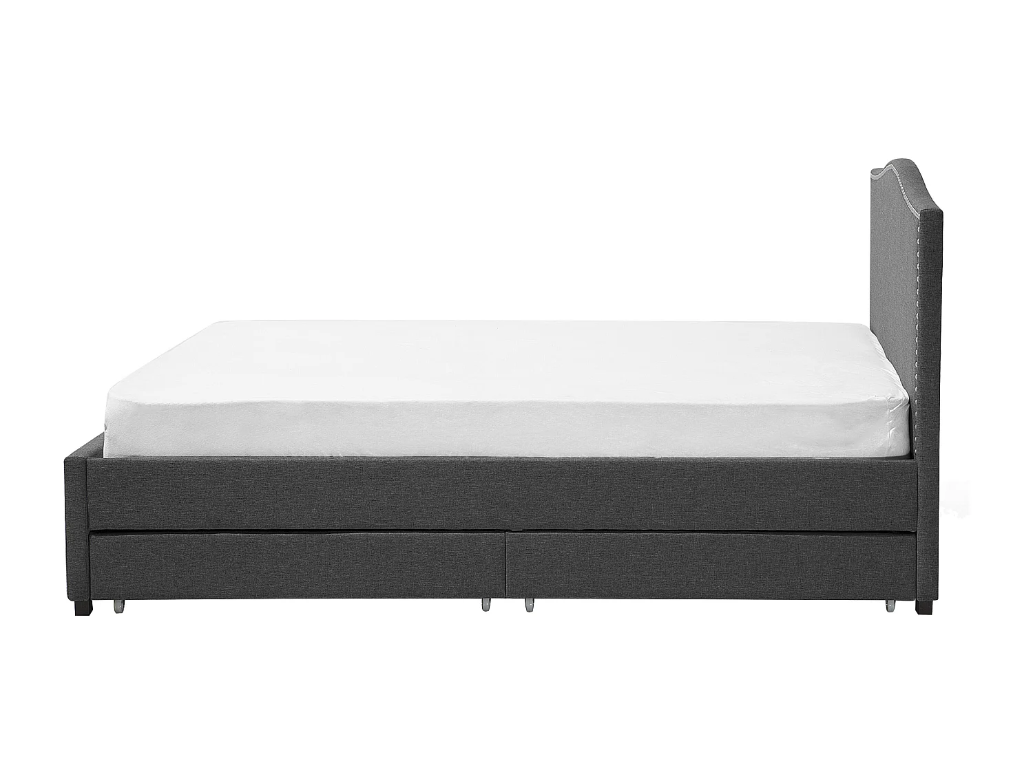 Lit avec tiroirs de rangement Tissu MONTPELLIER 160 x 200 cm Gris foncé
