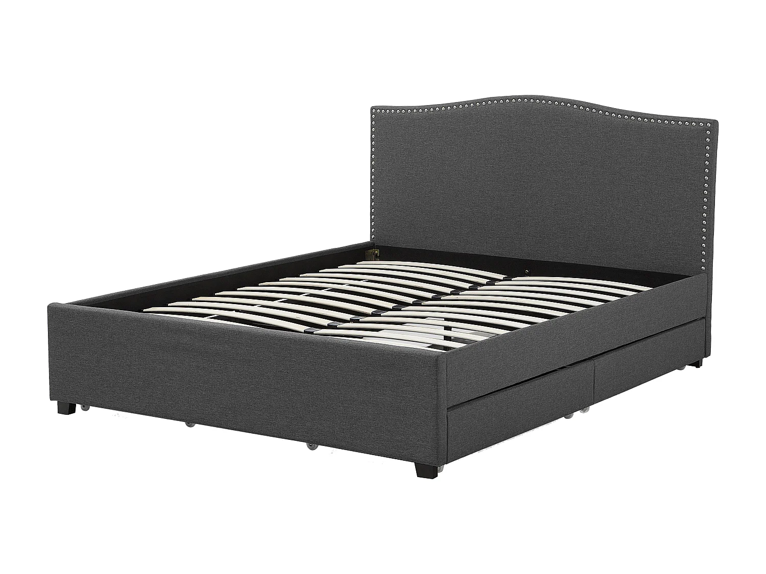 Letto con cassetti contenitori Tessuto MONTPELLIER 160 x 200 cm Grigio scuro