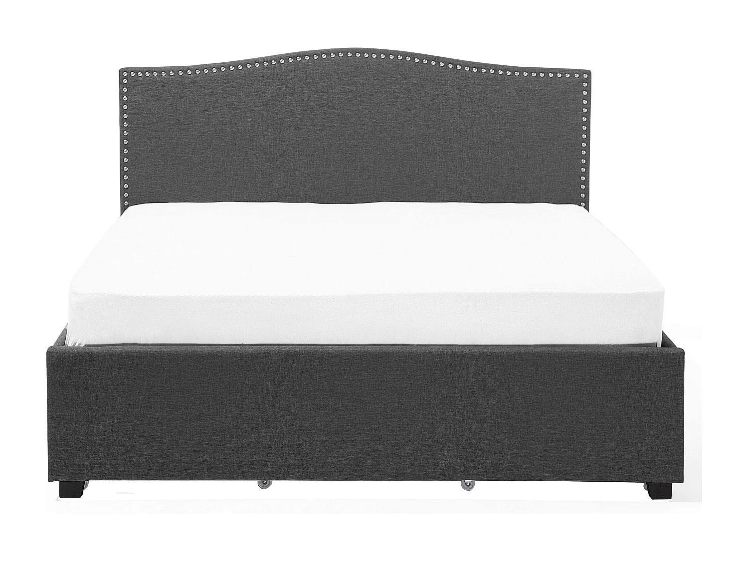 Lit avec tiroirs de rangement Tissu MONTPELLIER 160 x 200 cm Gris foncé