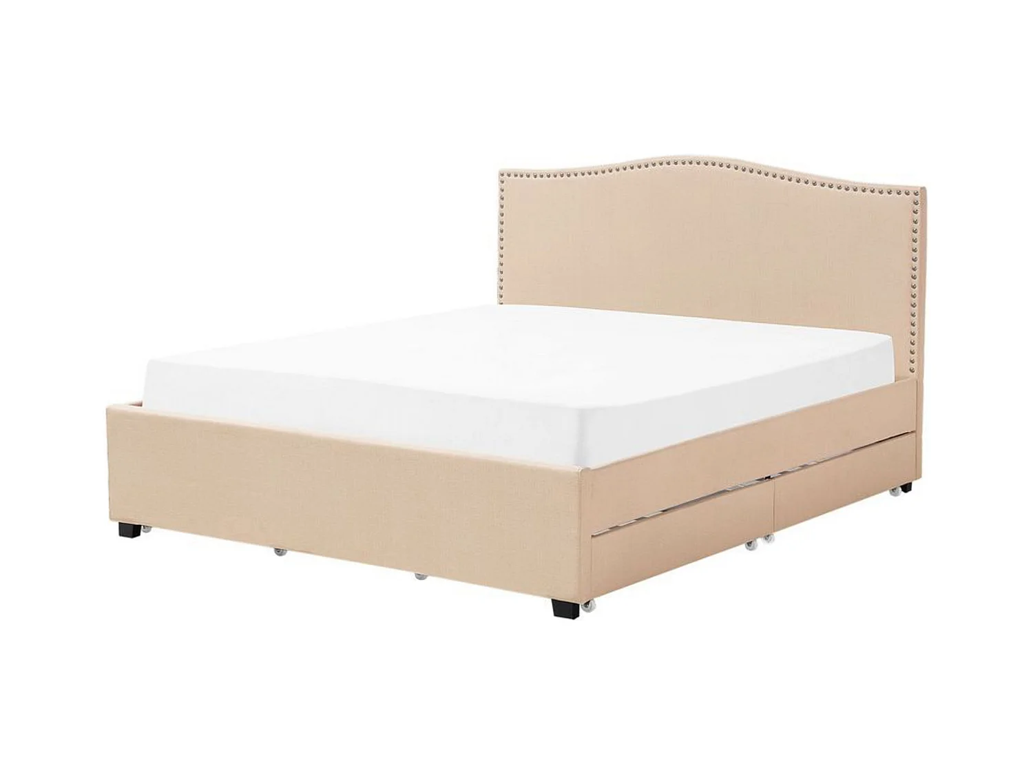 Polsterbett in Beige Leinenoptik mit Bettkasten 160 x 200 cm Montpellier