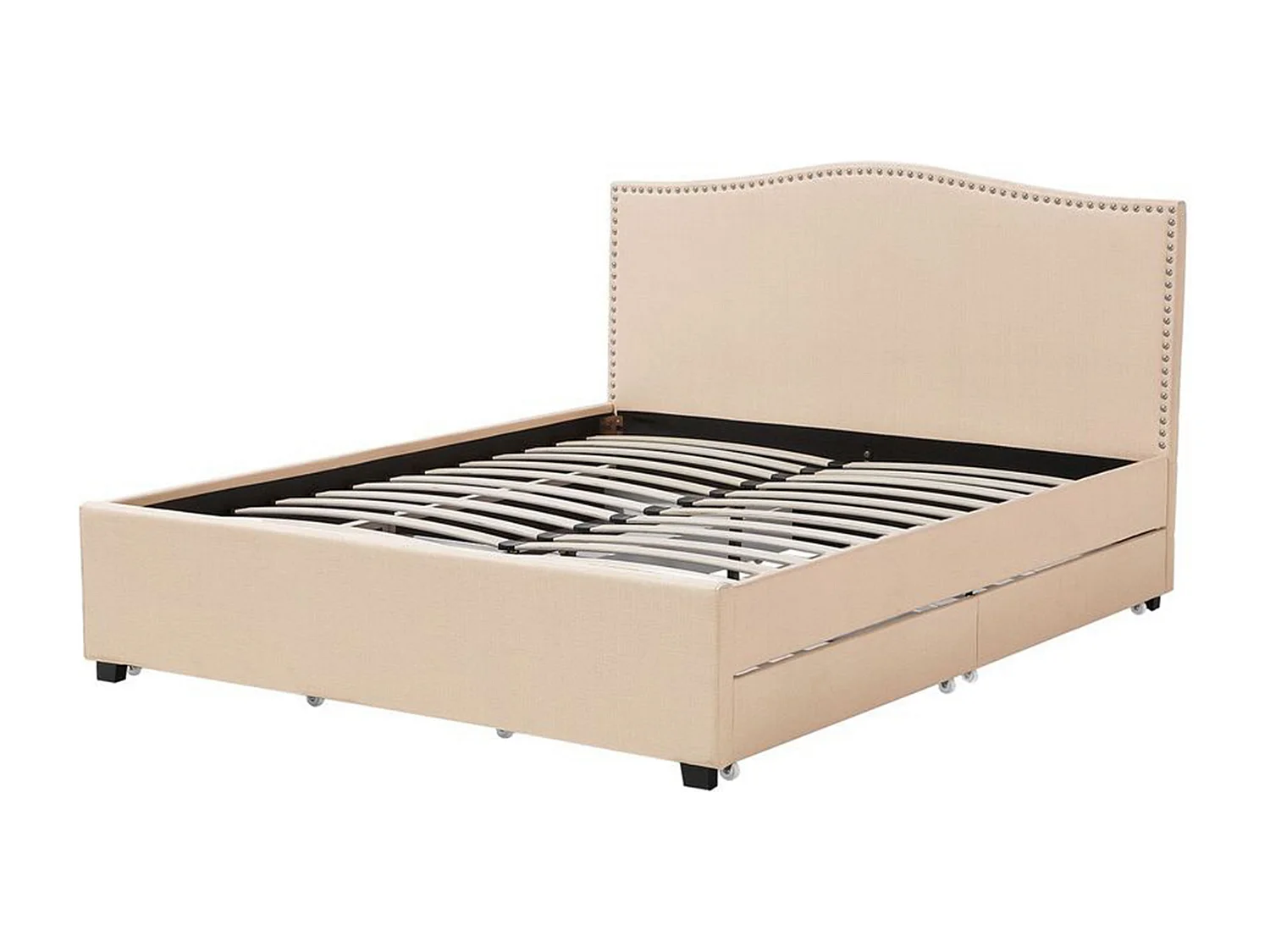 Bed met opbergladen Stof MONTPELLIER 160 x 200 cm Beige