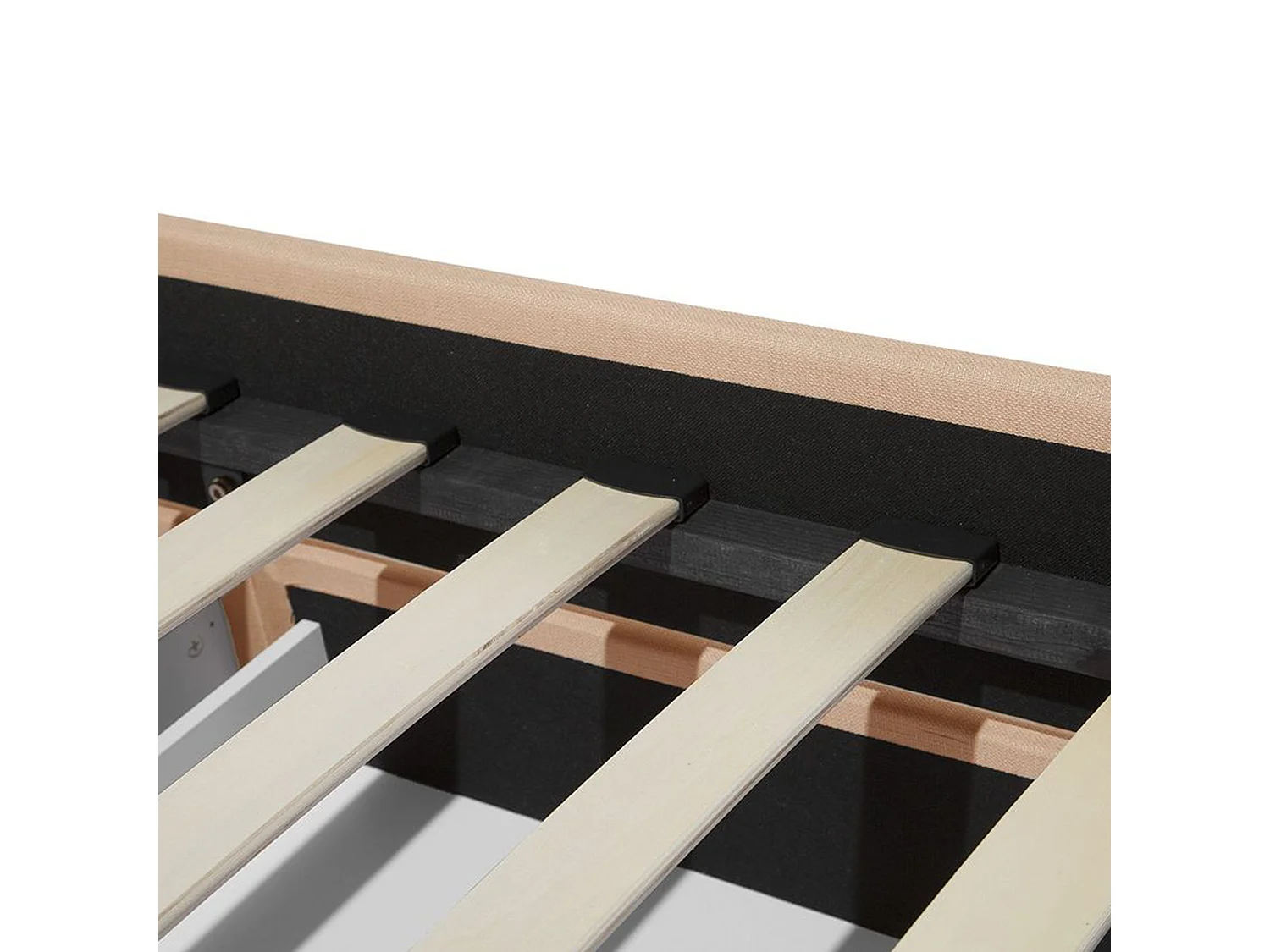 Lit avec tiroirs de rangement Tissu MONTPELLIER 160 x 200 cm Beige