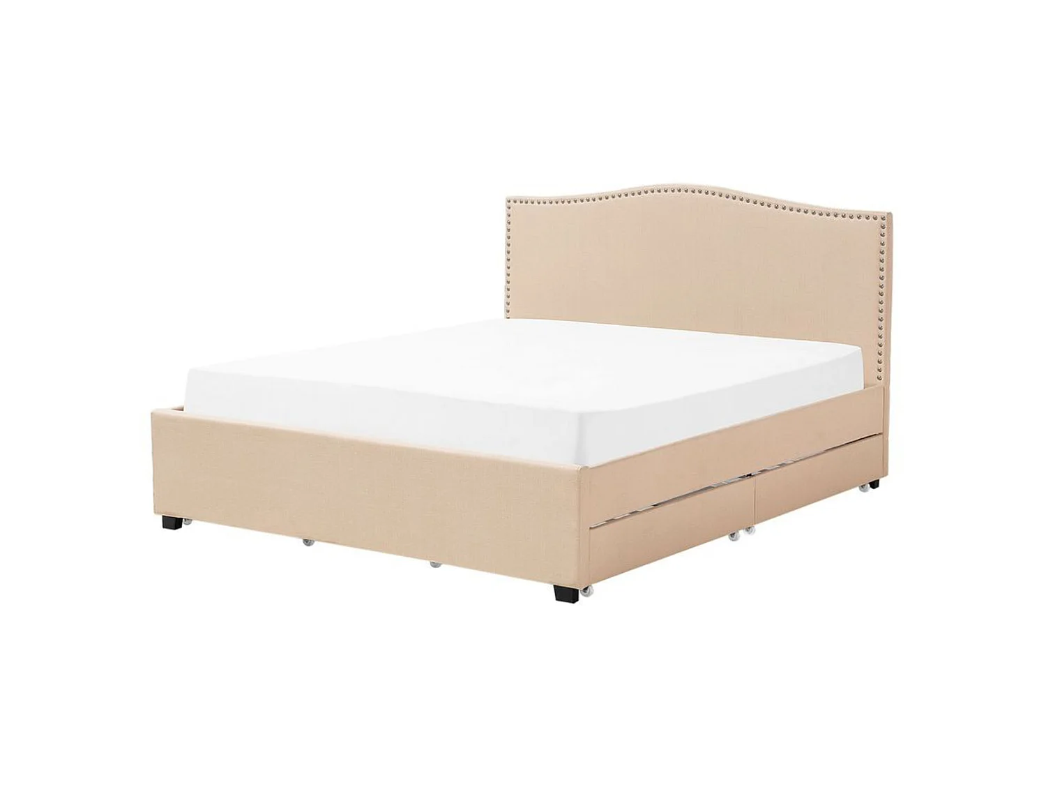 Bett mit Schubladen Stoff MONTPELLIER 160 x 200 cm Beige