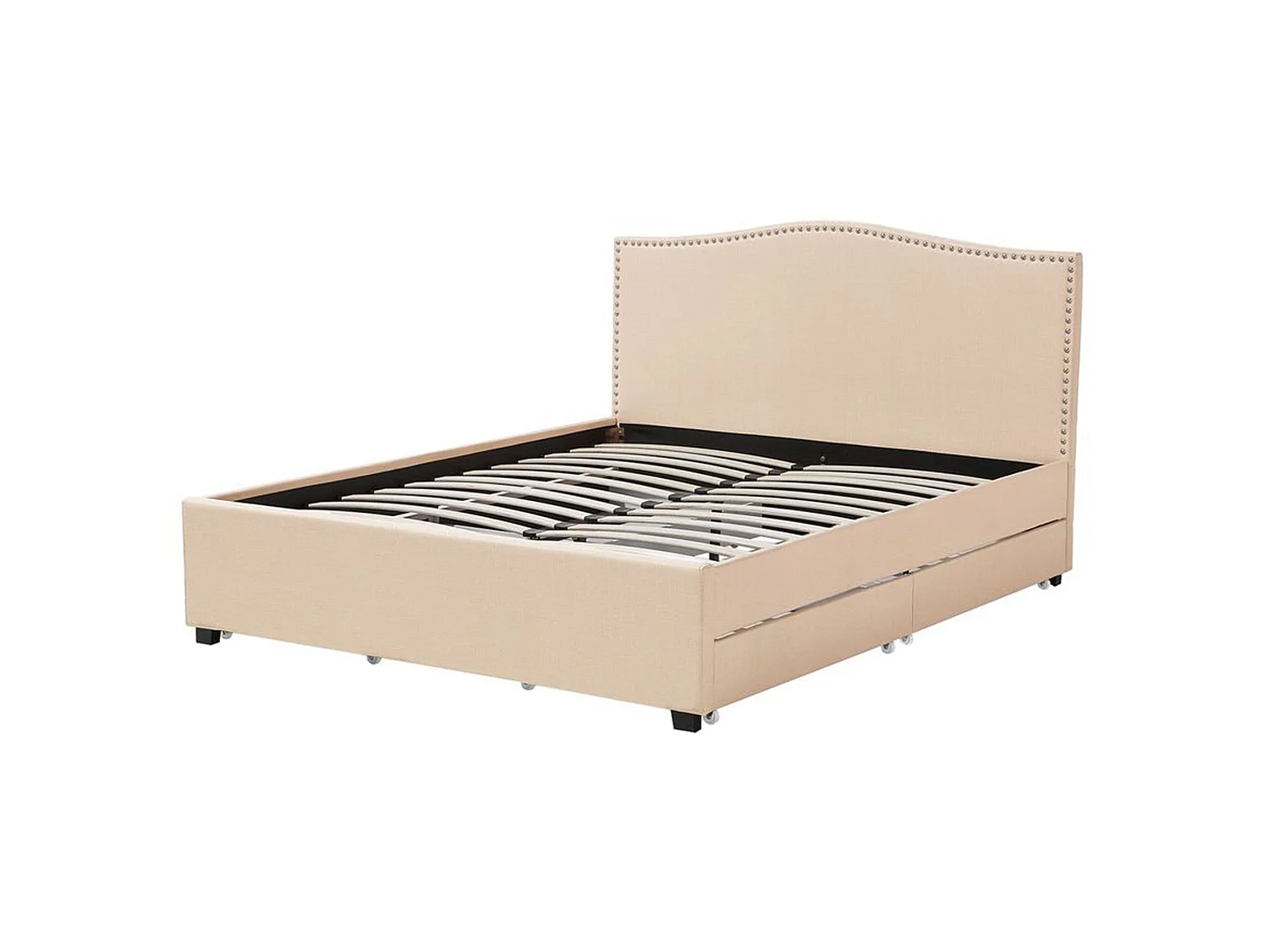 Bett mit Schubladen Stoff MONTPELLIER 160 x 200 cm Beige