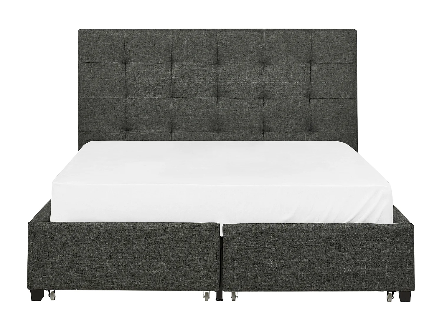 Lit avec tiroirs de rangement Tissu LA ROCHELLE 140 x 200 cm Gris foncé