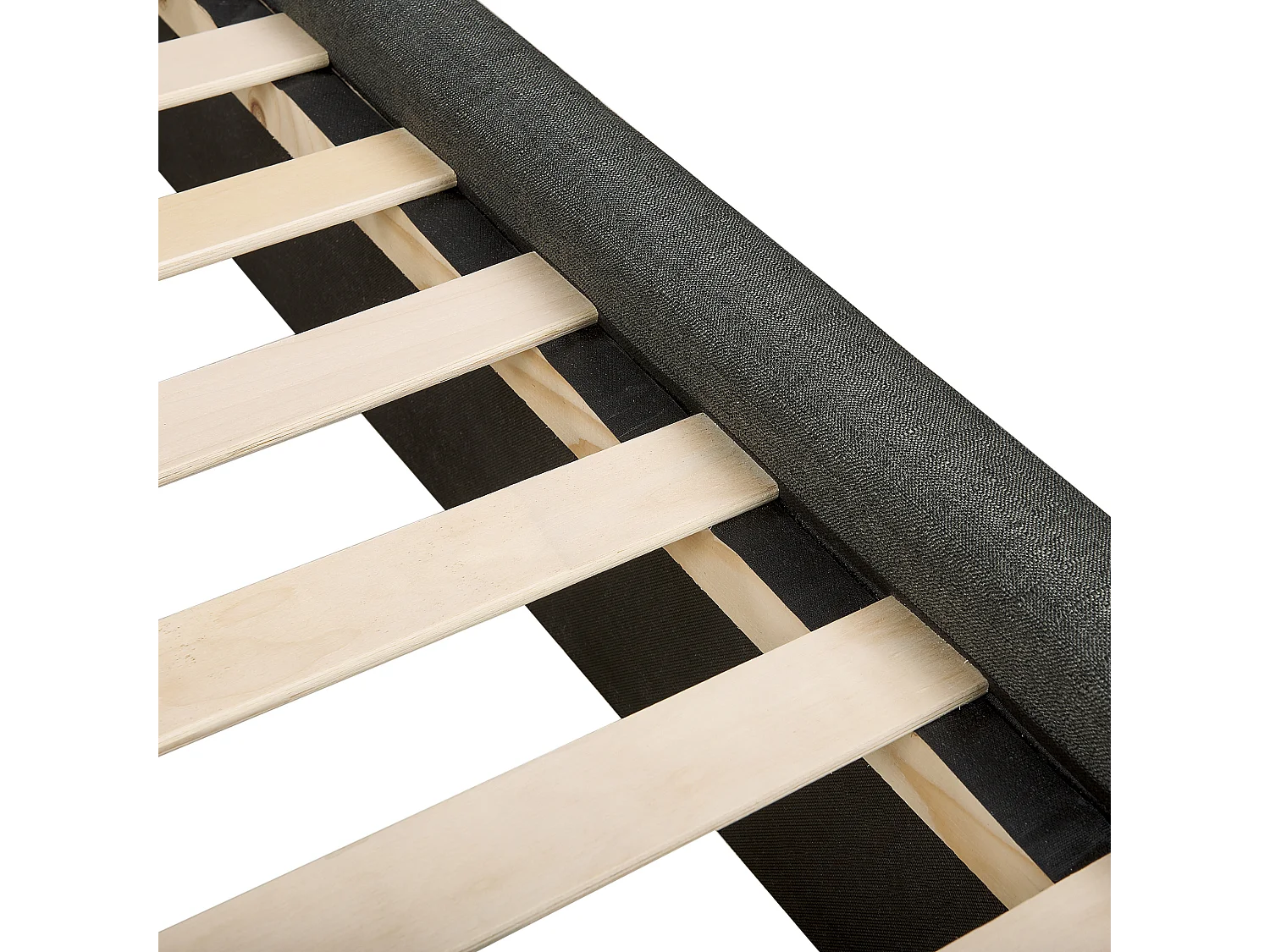 Lit avec tiroirs de rangement Tissu LA ROCHELLE 140 x 200 cm Gris foncé