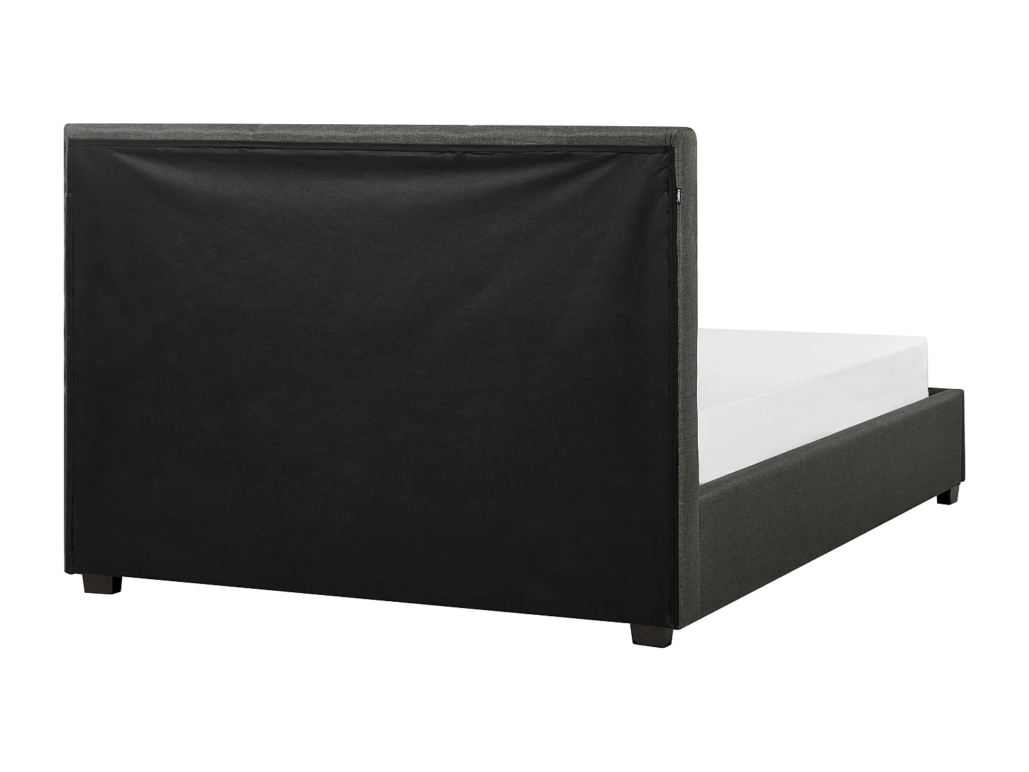 Lit avec tiroirs de rangement Tissu LA ROCHELLE 140 x 200 cm Gris foncé