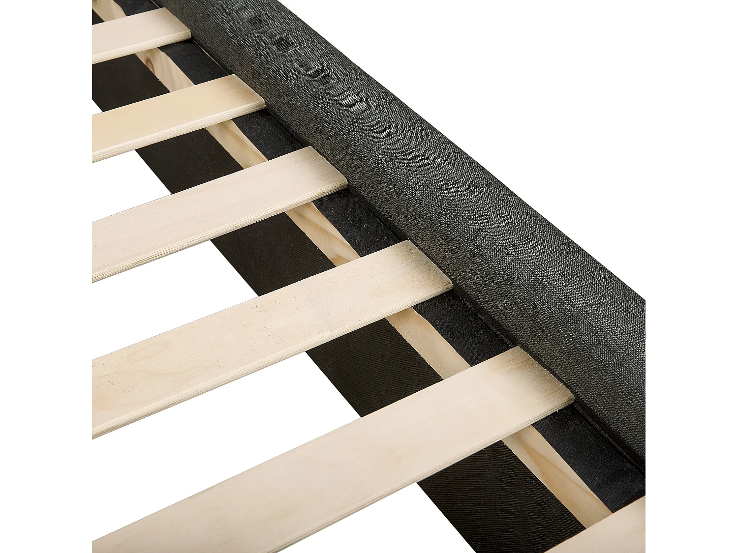 Lit avec tiroirs de rangement Tissu LA ROCHELLE 140 x 200 cm Gris foncé