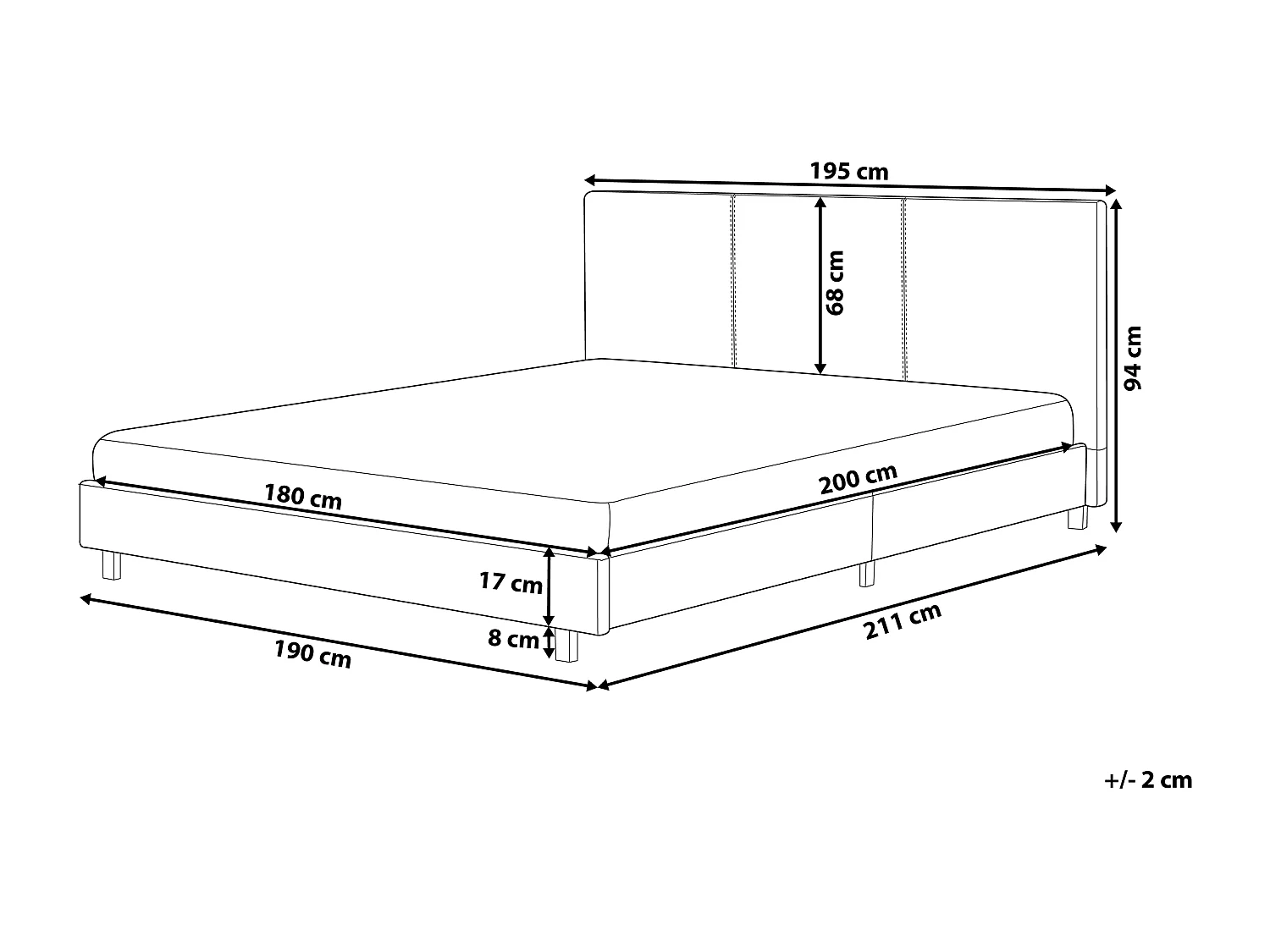 Lit avec sommier Tissu ALBI 180 x 200 cm Gris