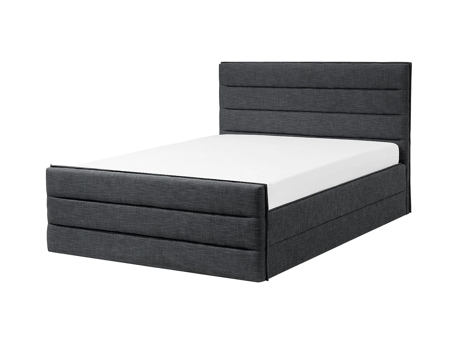 Lit avec sommier Tissu VALBONNE 160 x 200 cm Gris foncé