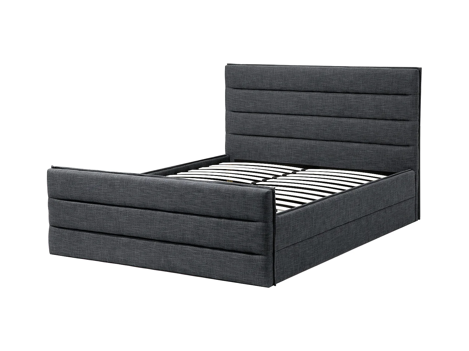 Lit avec sommier Tissu VALBONNE 160 x 200 cm Gris foncé