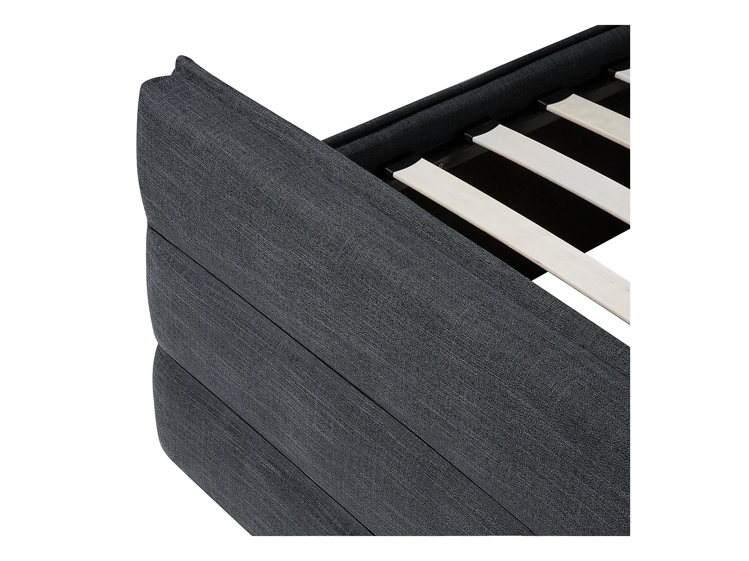 Lit avec sommier Tissu VALBONNE 160 x 200 cm Gris foncé