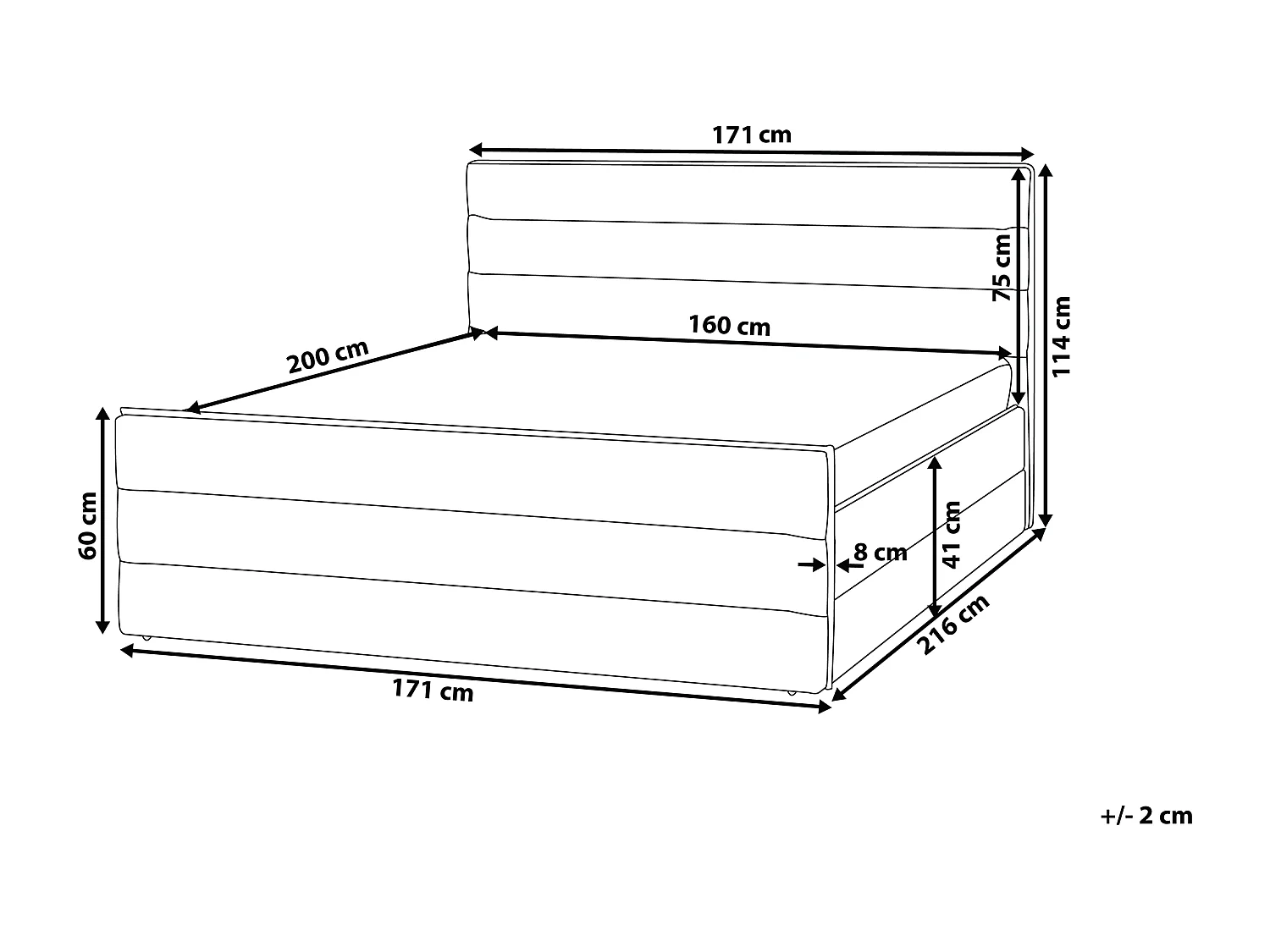 Bed Stof VALBONNE 160 x 200 cm Donkergrijs
