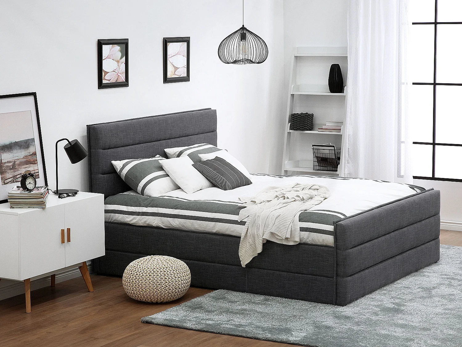Bed Fabric VALBONNE 160 x 200 cm (EU King Size) Dark Grey