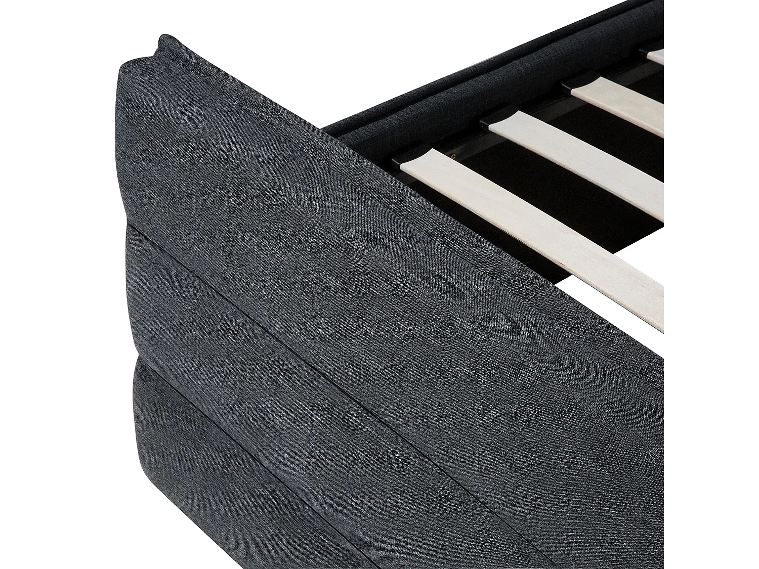 Polsterbett Leinenoptik dunkelgrau Lattenrost 160 x 200 cm Valbonne