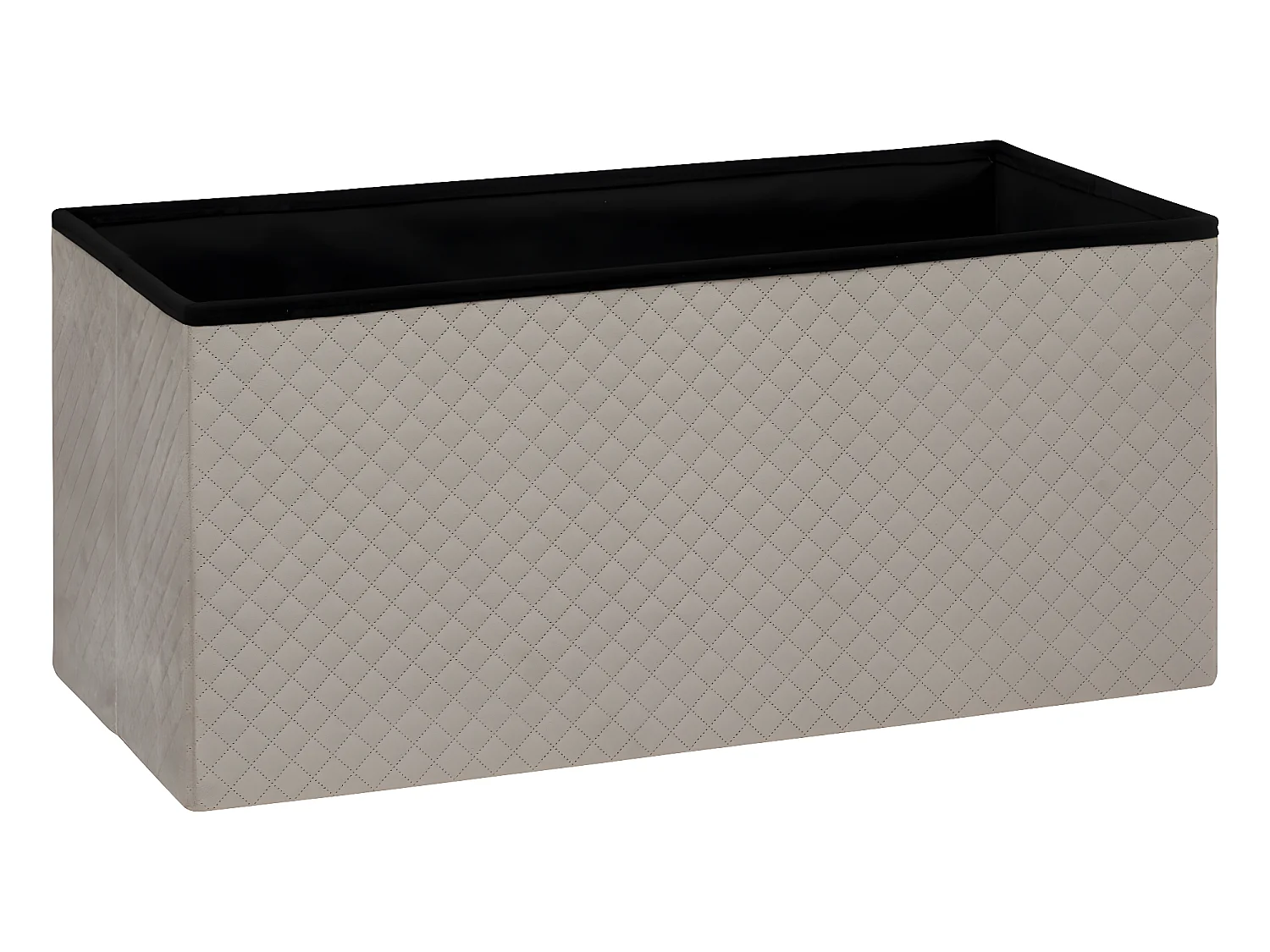 2 en 1 Pouf pliant double et Coffre de rangement en Velours  Beige Lin 76 x 38 cm