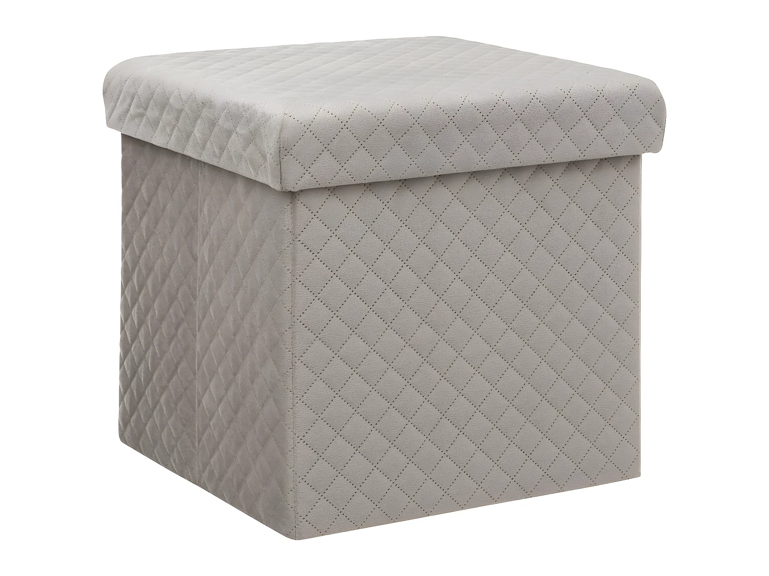 2 en 1 Pouf et Coffre de rangement en velours Beige Lin 31 x 31 cm