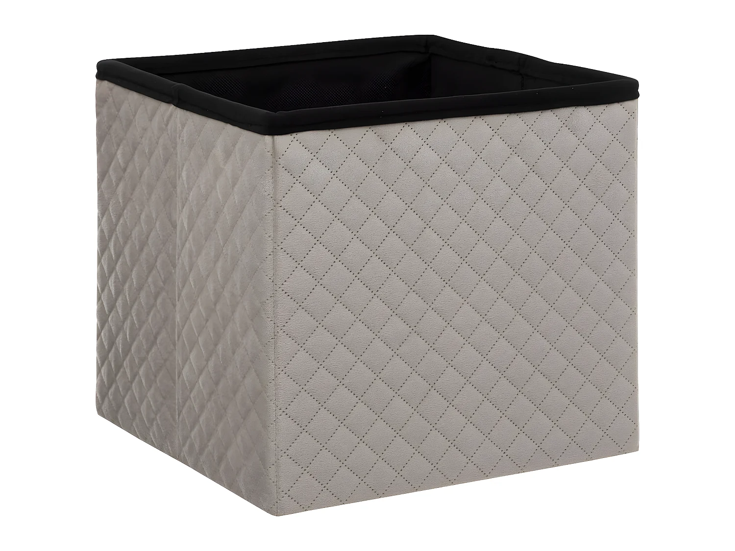 2 en 1 Pouf et Coffre de rangement en velours Beige Lin 31 x 31 cm