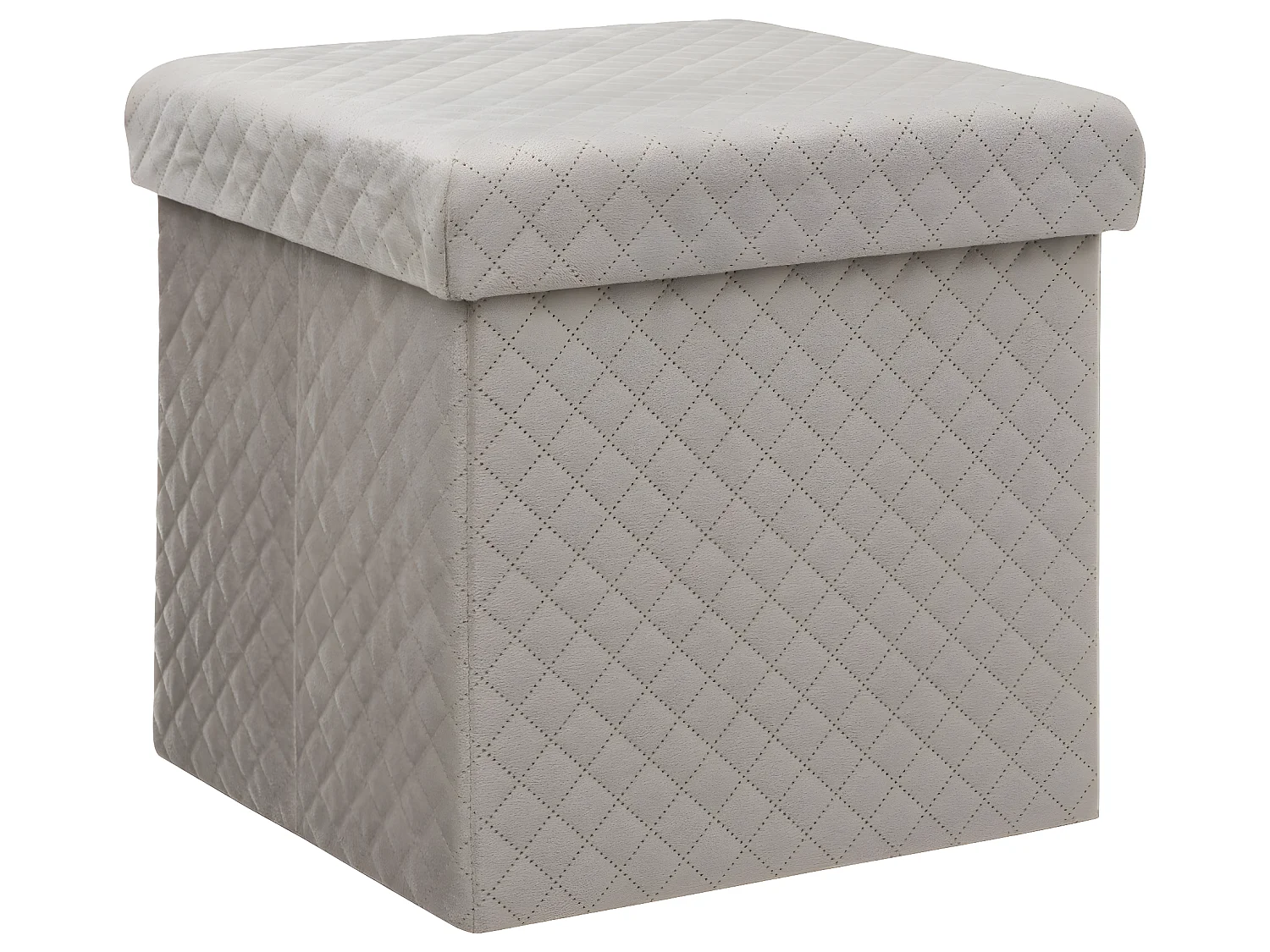 2 en 1 Pouf et Coffre de rangement en velours Beige Lin 31 x 31 cm