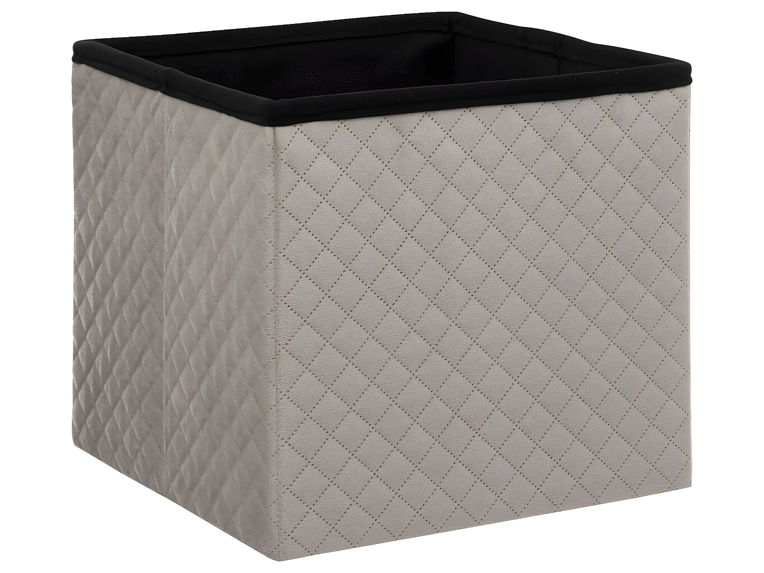 2 en 1 Pouf et Coffre de rangement en velours Beige Lin 31 x 31 cm