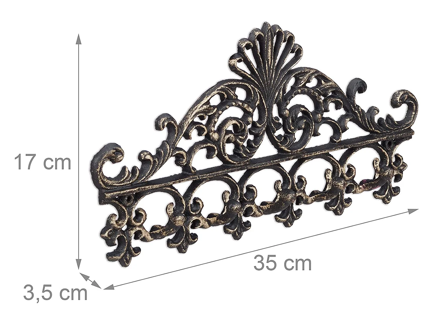 Porte-manteaux mural patères 5 bronze 35 x 3.5 x 17 cm 13_0002203_2