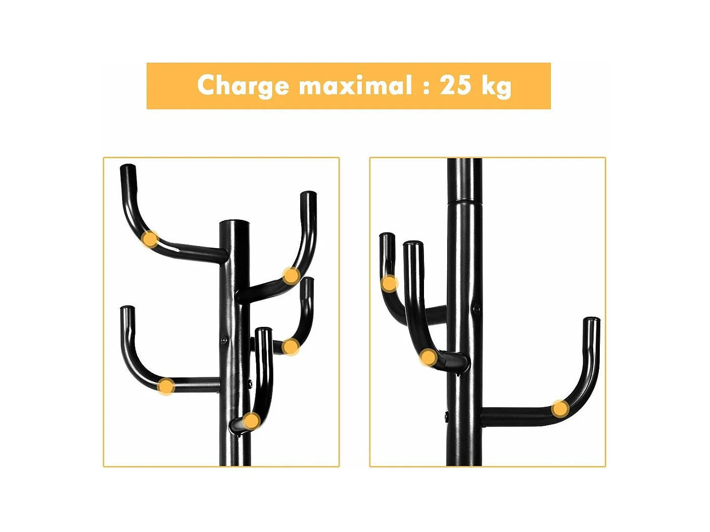 Perchero con patas de metal con 8 ganchos y base redonda negra 20_0000981