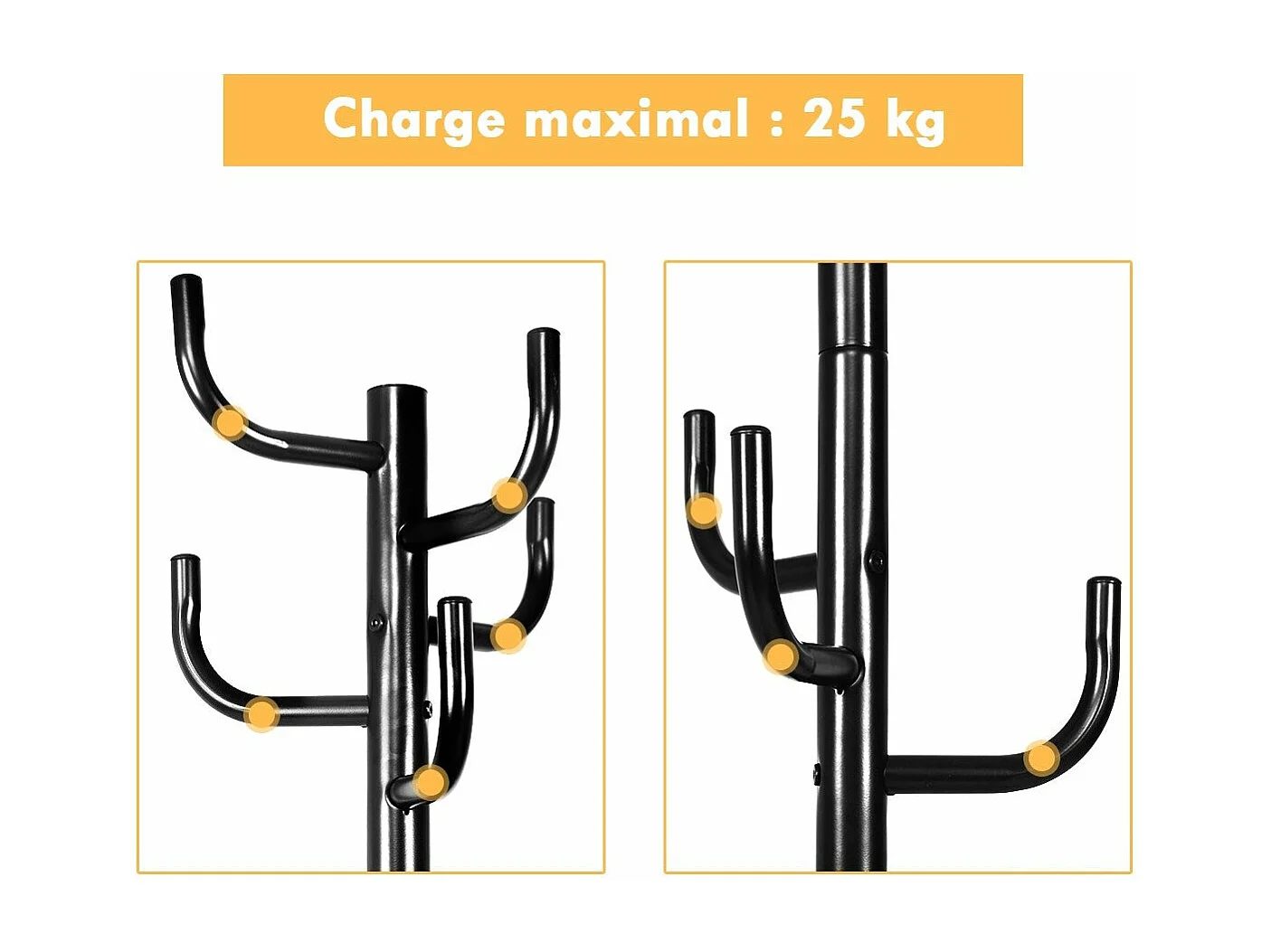 Perchero con patas de metal con 8 ganchos y base redonda negra 20_0000981