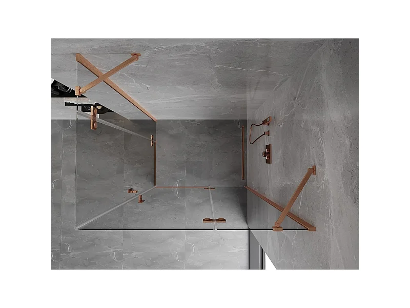 Mexen Mist-H Duo brusekabine svingbar højre 85 x 115 cm, transparent, børstet kobber - 8A5-085L-115P-65-00