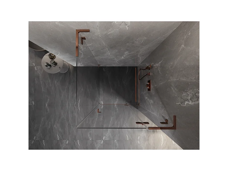 Mexen Lunar L hængslet brusekabine højre 80 x 80 cm, transparent, rosa guld - 834L-080-080-60-00-P