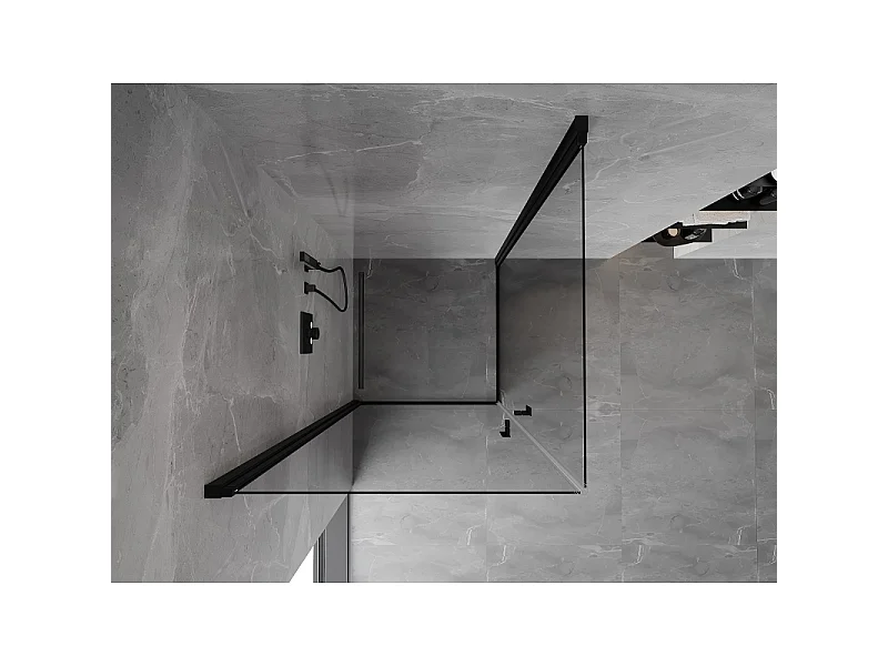 Mexen Mist-B Duo cabina doccia apribile 70 x 70 cm, trasparente, nera - 8A2-070-070-70-00