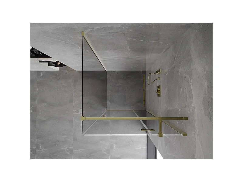 Mexen Mist-H T højrehængslet brusekabine 95 x 95 cm, transparent, guld - 8A5T-095-095-50-00-P