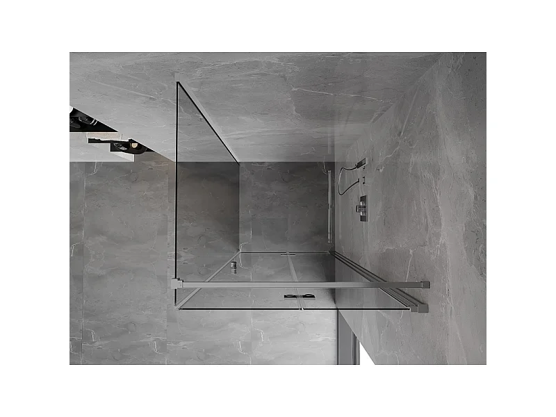 Mexen Mist-F zložljiva desna prha 90 x 90 cm, prozorna, krom - 8A6T-090-090-01-00-P