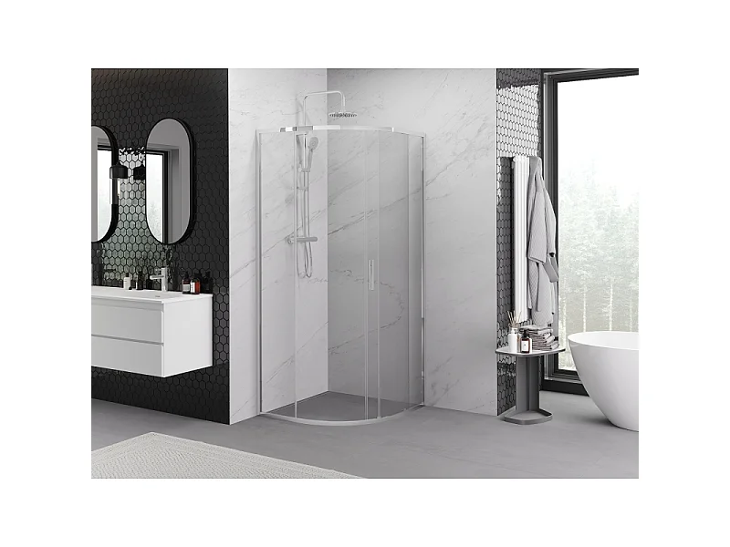 Mexen Exo halbrunde Duschkabine, verschiebbar 70 x 70 cm, transparent, Chrom - 8131-070-070-01-00