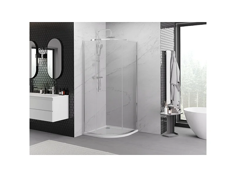 Mexen Exo halbrunde Duschkabine, verschiebbar 70 x 70 cm, transparent, Chrom - 8131-070-070-01-00