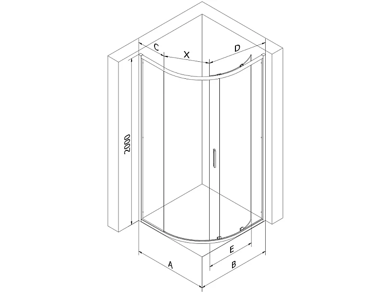 Mexen Exo halbrunde Duschkabine, verschiebbar 70 x 70 cm, transparent, Chrom - 8131-070-070-01-00