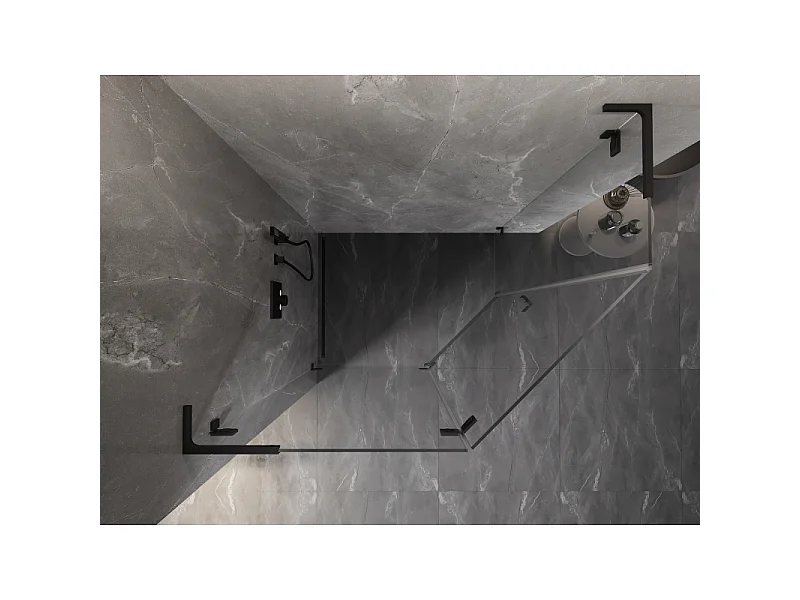 Mexen Lunar L petkotna prha s krilnimi vrati levo 100 x 90 cm, prozorna, črna - 831L-100L-090P-70-00-L