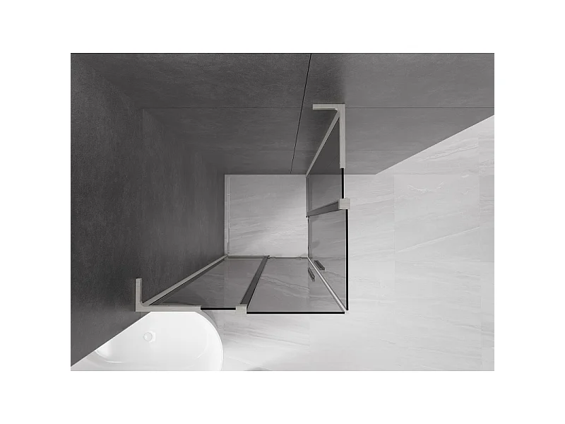Mexen Velar L Duo Schiebeduschkabine 80 x 80 cm, Graphit, gebürsteter Nickel - 871-080-080-02-43-97