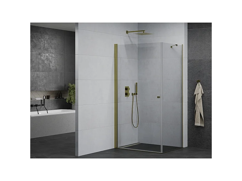 Mexen Pretoria Hinged Shower Enclosure 70 x 90 cm, Transparent, Gold - 852-070-090-50-00