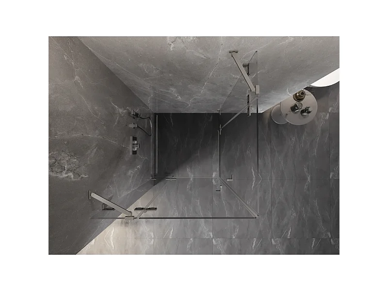 Mexen Lunar Duo shower enclosure hinged 105 x 105 cm, transparent, brushed nickel - 834-105L-105P-97-00
