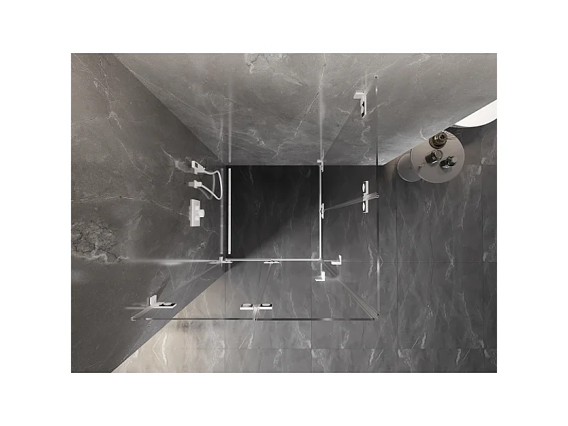 Mexen Lunar-F Duo folding shower cabin 90 x 90 cm, transparent, white - 836-090L-090P-20-00