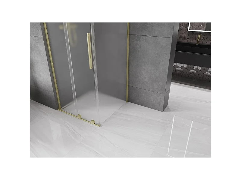 Mexen Velar L cabine de douche coulissante 120 x 120 cm, givre, or brossé - 871-120-120-33-55
