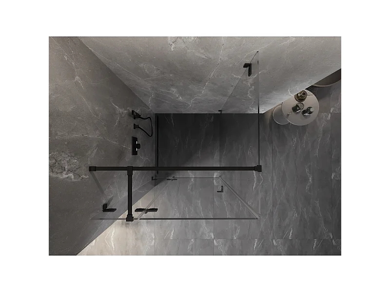 Mexen Lunar T linksdraaiende douchecabine 80 x 80 cm, transparant, zwart - 834T-080-080-70-00-L